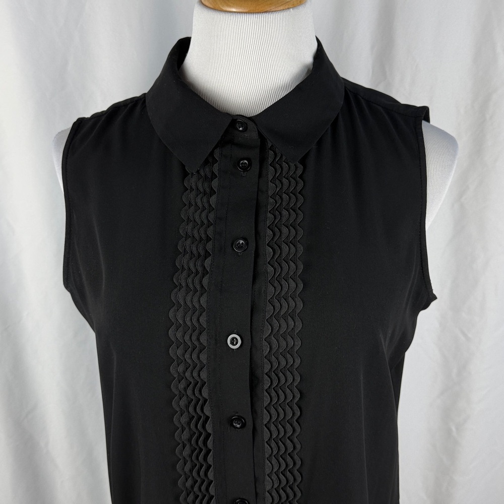Tommy Hilfiger Black Sleeveless Button-Down Tunic Shirt